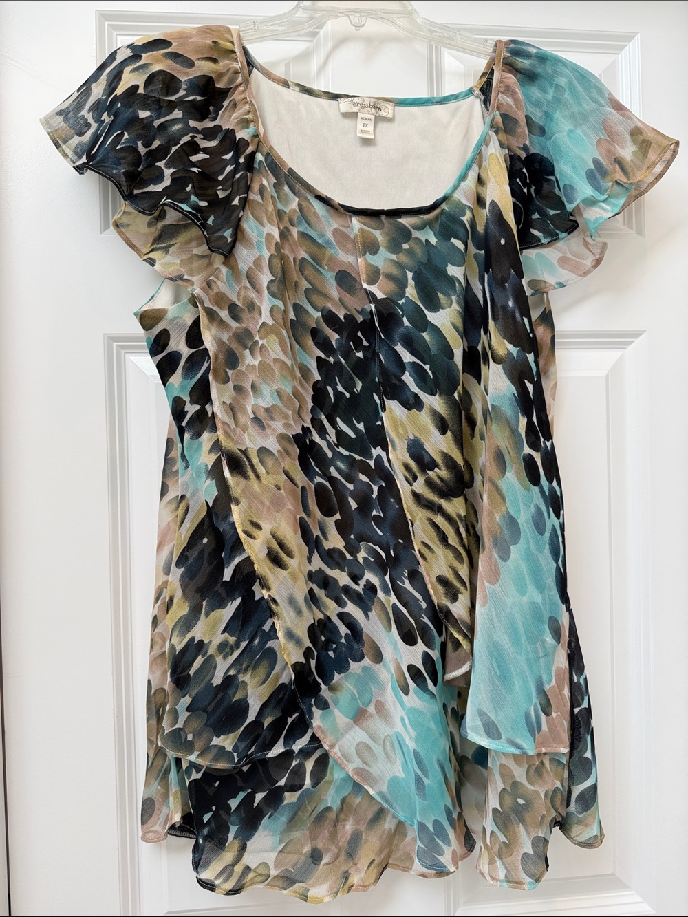 DRESS BARN flutter sleeve lined blouse size 2X